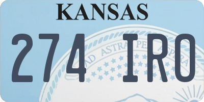 KS license plate 274IRO