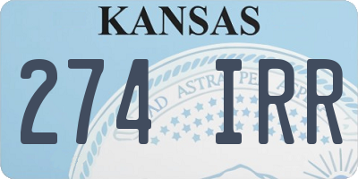 KS license plate 274IRR