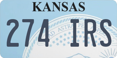 KS license plate 274IRS