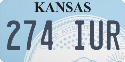 KS license plate 274IUR