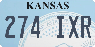 KS license plate 274IXR