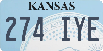 KS license plate 274IYE