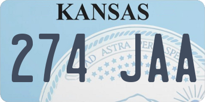 KS license plate 274JAA