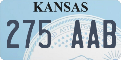 KS license plate 275AAB