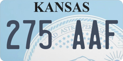 KS license plate 275AAF