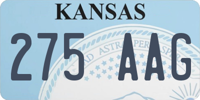 KS license plate 275AAG