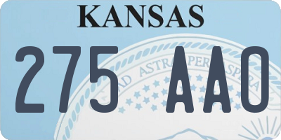 KS license plate 275AAO