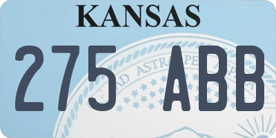 KS license plate 275ABB