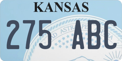 KS license plate 275ABC