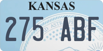 KS license plate 275ABF