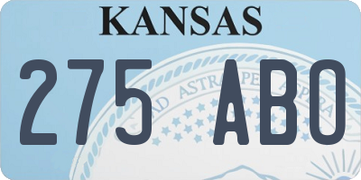 KS license plate 275ABO