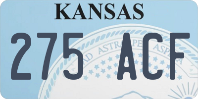 KS license plate 275ACF