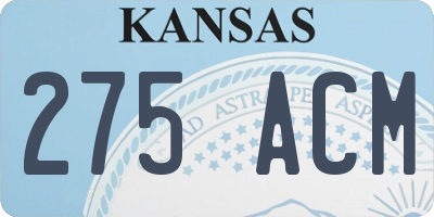 KS license plate 275ACM