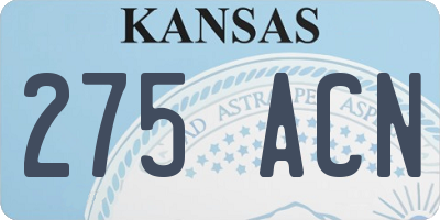 KS license plate 275ACN
