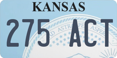 KS license plate 275ACT