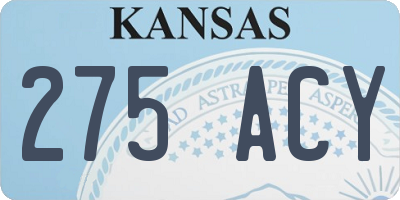 KS license plate 275ACY