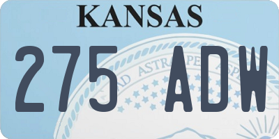KS license plate 275ADW
