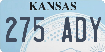 KS license plate 275ADY
