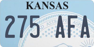 KS license plate 275AFA