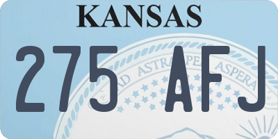 KS license plate 275AFJ