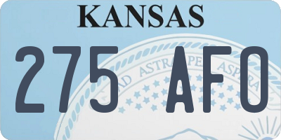 KS license plate 275AFO
