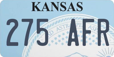 KS license plate 275AFR