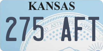 KS license plate 275AFT