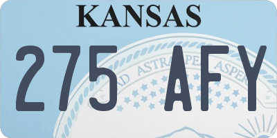 KS license plate 275AFY