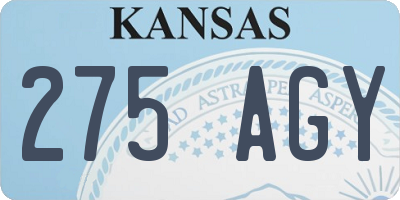 KS license plate 275AGY