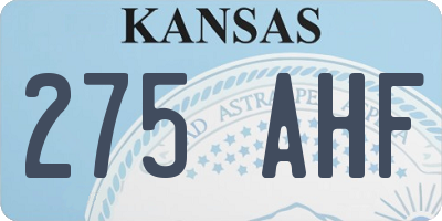 KS license plate 275AHF