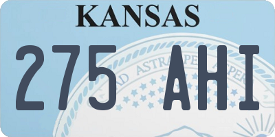 KS license plate 275AHI