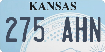 KS license plate 275AHN