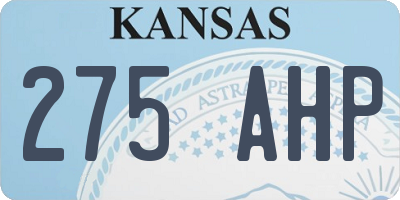 KS license plate 275AHP