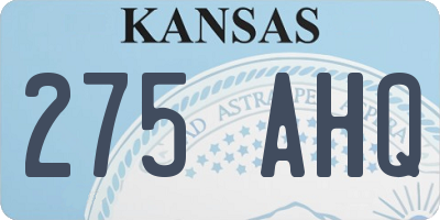 KS license plate 275AHQ