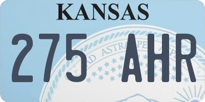 KS license plate 275AHR