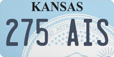KS license plate 275AIS