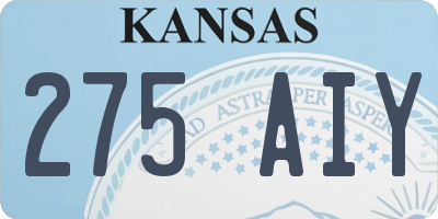 KS license plate 275AIY