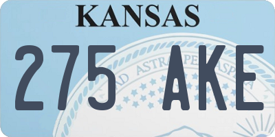 KS license plate 275AKE