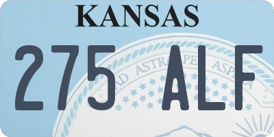 KS license plate 275ALF