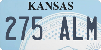 KS license plate 275ALM