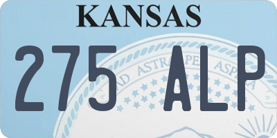KS license plate 275ALP