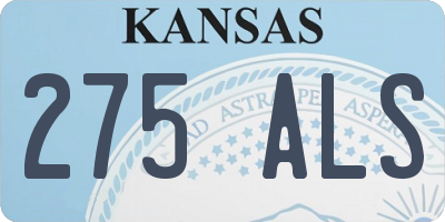 KS license plate 275ALS