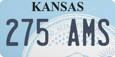 KS license plate 275AMS