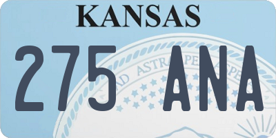 KS license plate 275ANA