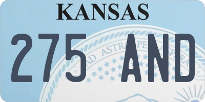 KS license plate 275AND
