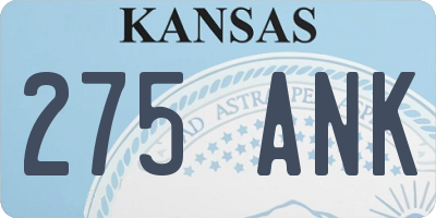 KS license plate 275ANK