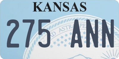 KS license plate 275ANN