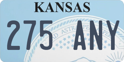 KS license plate 275ANY