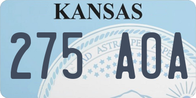 KS license plate 275AOA
