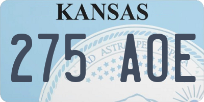 KS license plate 275AOE
